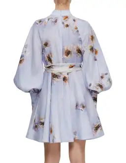 Zimmermann Hypnotic floral linen lilac poppy shirt dress size 3 au 14 for rent on The Volte - image 2