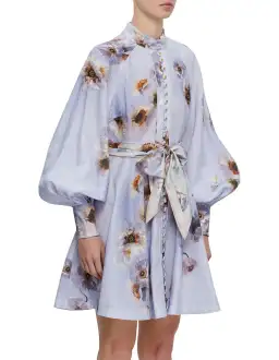 Zimmermann Hypnotic floral linen lilac poppy shirt dress size 3 au 14 for rent on The Volte - image 5