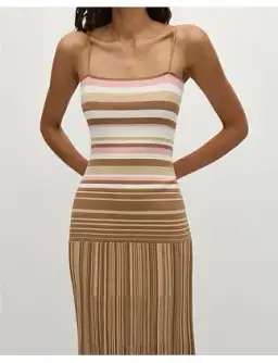 Faithfull The Brand ESENIA KNIT DRESS Brown Size 10 for rent on The Volte - image 2