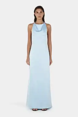 Hansen And Gretel Petra Satin Backless Gown Sky Blue Size 10 for rent on The Volte - image 1