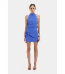 Sir the Label Sol Halter Mini Dress in Cobalt Blue Size AU 6