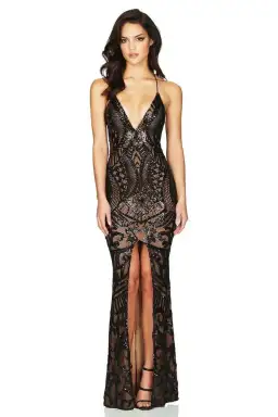 Nookie Mon Cherie Sequin Gown in Black Size S/AU8