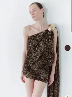 Leam Almes Leopard Print Chiffon Dress With Handmade Stone Detail size 36 for rent on The Volte - image 3
