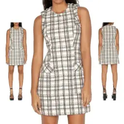 Cue Organic Cotton Check Dress Black/Tan for rent on The Volte - image 1