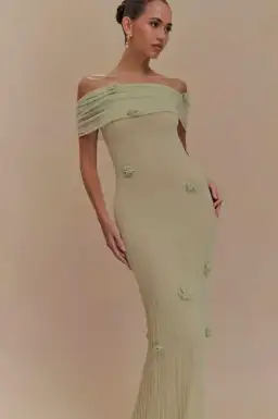 Brynn Orchid Knit Maxi Dress - Pastel Green for rent on The Volte - image 3