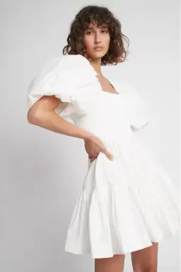 Aje Casa White Puff Sleeve Mini Dress size 16 for rent on The Volte - image 4