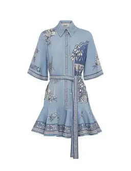 Alemais VILLA ROMANTICA MINI DRESS Blue Size 12