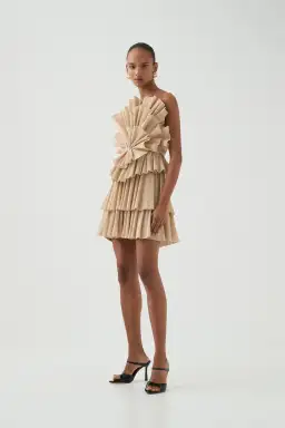 Aje Kyra Mini Dress in Gold Size 8  for rent on The Volte - image 1