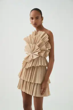 Aje Kyra Mini Dress in Gold Size 8  for rent on The Volte - image 2