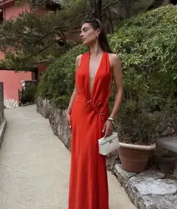 Misha Harlow Satin Maxi Dress chilli  for rent on The Volte - image 1