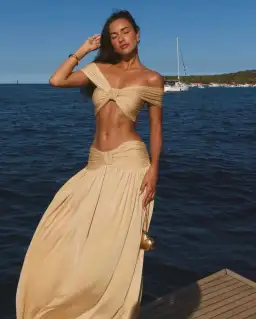 Arcina Ori Alessia Top & Maxi Skirt Set in Sand AU 6 for rent on The Volte - image 2