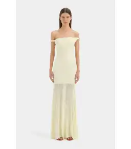Sir the Label Ella Off Shoulder Twist Dress in Lemon Sorbet Size 10