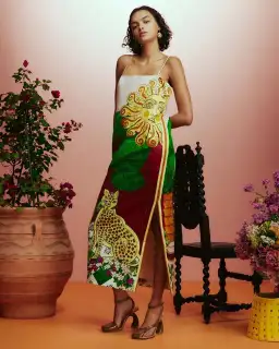 ALEMAIS Tiger Slip Midi Dress 10 for rent on The Volte - image 7