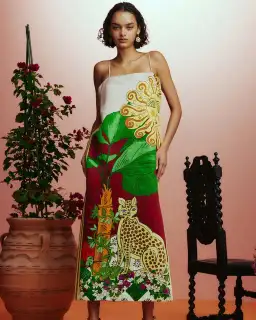 ALEMAIS Tiger Slip Midi Dress 10 for rent on The Volte - image 4