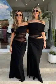 BENNI Nico Off Shoulder Maxi Dress Black size 6 for rent on The Volte - image 2