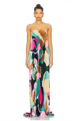 L'idée Black Tie Gown Green Calypso multicoloured size 6 for rent on The Volte - image 2