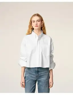 Ami CROPPED Long Sleeve BU SHIRT White Size 8 for rent on The Volte - image 6