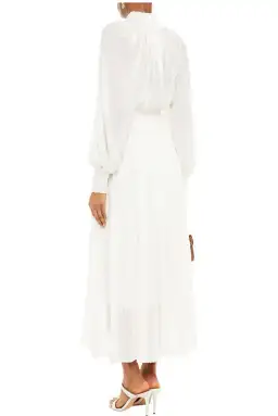 Zimmermann Dress White Shirred Fil Coupé Silk-Blend Maxi Sz 3/ AU 12-14 for rent on The Volte - image 2