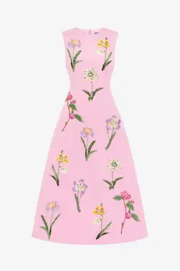 Leo Lin Cleo Embellished Sleeveless Midi Dress in Wild Flower in Flamingo Pink Size 12 for rent on The Volte - image 4