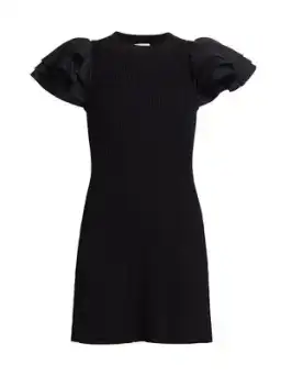 Aje Black Questa Puff Ruffle Sleeve Mini Dress | Size M for rent on The Volte - image 4