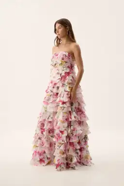 Aje / Fleur Pleated Gown / Collage Floral / Size 16 for rent on The Volte - image 3
