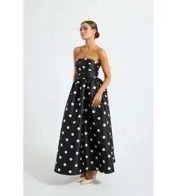Pasduchas Dottie Strapless Midi Dress Black/Cream Size AU 10 for rent on The Volte - image 2