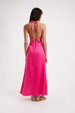 Kookai Tahiti Tied Halter Dress - pink for rent on The Volte - image 2