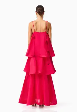 Elliatt Thalia Tiered Gown in Pink Size Small for rent on The Volte - image 3