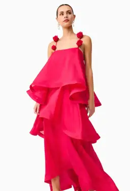 Elliatt Thalia Tiered Gown in Pink Size Small for rent on The Volte - image 2