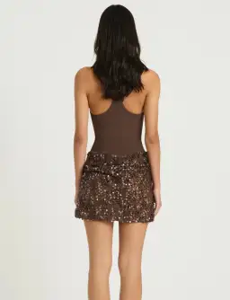 Benni Ariel Mini Dress in Cocoa Brown Size 8 for rent on The Volte - image 3