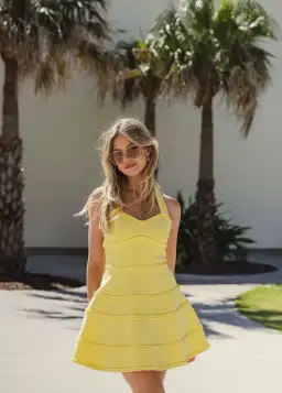 Elliatt Katlyn Halter Mini Dress in Lemon Yellow Size 10 for rent on The Volte - image 4