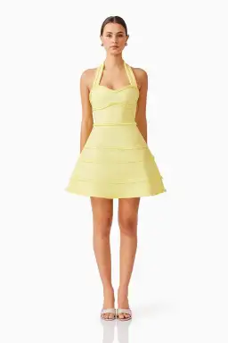 Elliatt Katlyn Halter Mini Dress in Lemon Yellow Size 10 for rent on The Volte - image 1