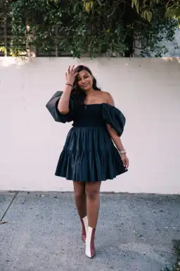 Aje Black Mini Dress - Casa Puff Sleeve - Size 12 for rent on The Volte - image 1