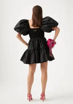 Aje Black Mini Dress - Casa Puff Sleeve - Size 12 for rent on The Volte - image 2