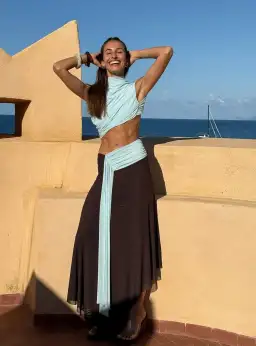 Bec & Bridge Connie Asym Midi Dress size 10 Arctic Blue  for rent on The Volte - image 2