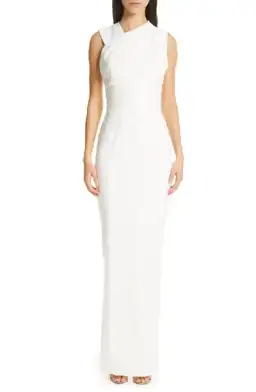 Rachel Gilbert Atlas Crepe Maxi Gown Ivory Size 8 for rent on The Volte - image 1