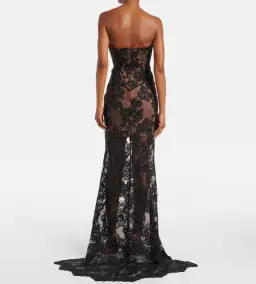Self Portrait Rhinestone Embellished Sheer Gown Black Size AU 12 for rent on The Volte - image 2