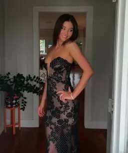 Self Portrait Rhinestone Embellished Sheer Gown Black Size AU 12 for rent on The Volte - image 4