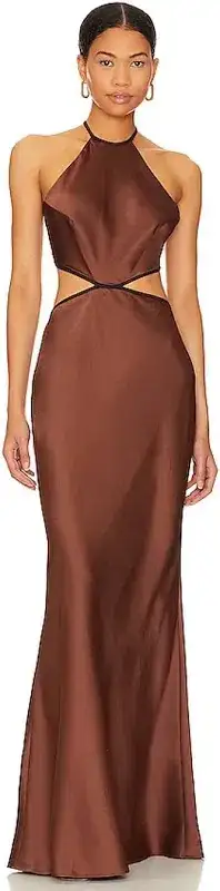 Misha Edem Maxi Dress - chocolate - size S/8 for rent on The Volte - image 1