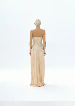 Justin Tong Cascade Pleated Gown Gold Size 12 for rent on The Volte - image 2