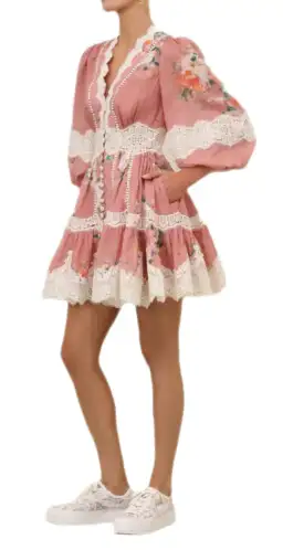 Zimmermann Everley Lace Trim Mini Dress Size 1 for rent on The Volte - image 1