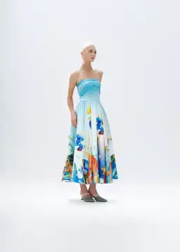 Justin Tong Aquarelle Midi Dress Multi Size 14