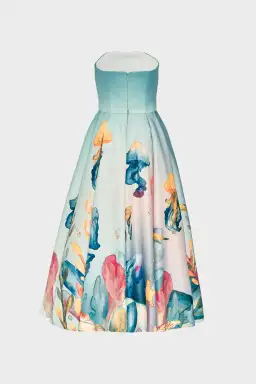 Justin Tong Aquarelle Midi Dress Multi Size 14
