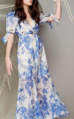 Alice Mccall Only Everything blue and white silk midi dress Size 6