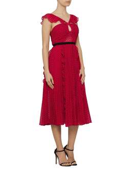 Self portrait fuchsia polka dot midi dress Size 10