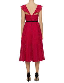 Self portrait fuchsia polka dot midi dress Size 10