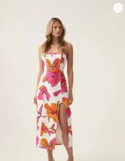 Aje Flourish Midi Dress Vivid Hibiscus Size 8 for rent on The Volte - image 0