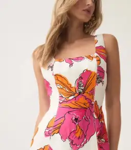 Aje Flourish Midi Dress Vivid Hibiscus Size 8 for rent on The Volte - image 2