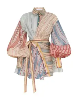 Zimmermann Rebellion Striped Mini Dress in Spliced Stripes Size 1 / AU 10 for rent on The Volte - image 2