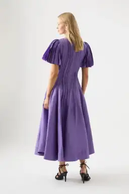 Aje Nova Pleated Midi Dress in Deep Violet Size AU 14  for rent on The Volte - image 4